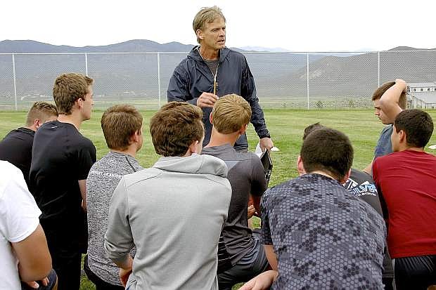 Billy McHenry, who was named as Sierra Lutheran High&#039;s new football coach last week, addresses team members during a spring meeting Monday.