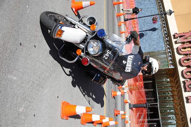 Results from this weekend&#039;s Extreme Motor Officer Challenge: Overall Harley-Davidson winner: Thomas Miller of Carson City. Overall BMW Winner: Chris Frey of Citrus Heights, Calif. Last Man Standing: Casey Bokavich of Redding, Calif.. Slow Ride winner: Don Solinger of Ft. Lauderdale, Fla. Crash and Burn Award: Angel Lozano of San Francisco, pictured above.