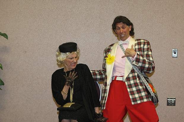 Proscenium Players cast members Sheila Steele and Kevin Gallegos rehearse Monday.