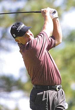 Brian Corley photo Mark O&#039;Meara tees off from the 15th hole Thursday at Montreaux during the Reno-Tahoe Open.