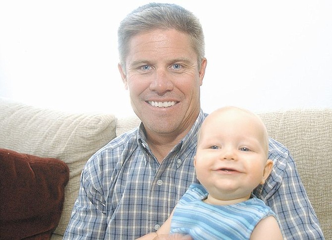 Brian CorleyBaby Patrick Morrow and his father, Charlie, are all smiles as they celebrate their first Father&#039;s Day today.