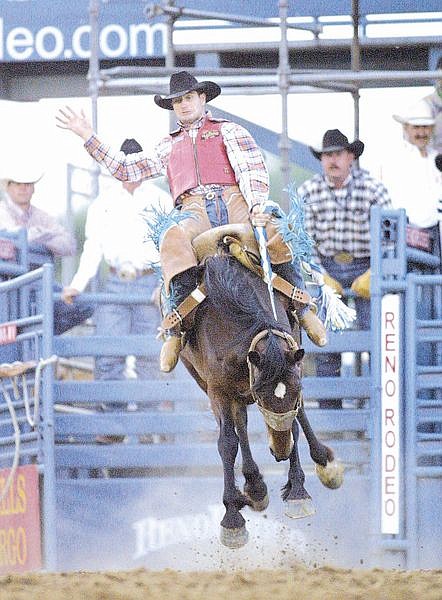 Charley Gardner, of Ruby Valley, rode Tuesday night in the  saddle bronc competition at the Reno Rodeo.  Gardner is ranked 15th in the world and hopes to make the National Final Rodeo this year.