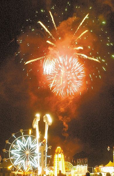 Fireworks boom over Mills Park Thursday evening..