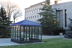 A 10-foot-by-10-foot structure, with at $15,000 price tag, has been built on the north side of the Legislative Building to accomodate smokers.