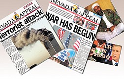 Staff and AP photosHeadlines from Sept. 11, 2001, left, and the beginning of the war in Iraq on March 20 along with a photo of Osama bin Laden and the Appeal&#039;s &#039;War in Iraq&#039; logo.