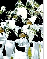 Trumpets from  Drum Corps International are raised during a performance in this submitted photo. The corps will perform  in Carson City July 16.