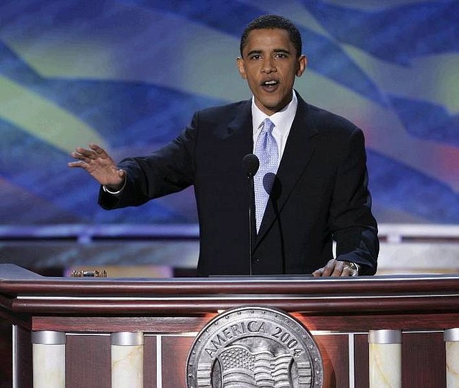 Democratic candidate for the U.S. Senate from Illinois, Barack Obama delivers the keynote address at the Democratic National Convention on Tuesday, July 27, 2004 at the FleetCenter in Boston. (AP Photo/Ron Edmonds)