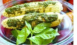 Rick Gunn/Nevada Appeal Pictured above is pesto corn on the cob made  by Linda Marrone Thursday.