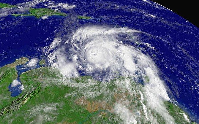 Hurricane Ivan is shown in this NOAA satellite image taken at 9:15 a.m. EDT Wednesday, Sept. 8, 2004.  (AP Photo/NOAA)