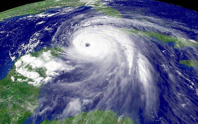 Hurricane Ivan is seen in this NOAA satellite image taken at 4:15 p.m. EDT, Monday, Sept. 13, 2004.  (AP Photo/NOAA)