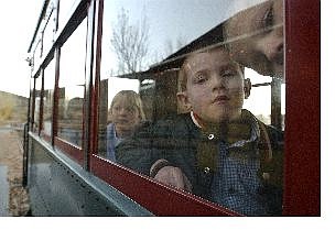 A group of Seeliger students visited the Nevada State Railroad Museum during the &#039;Polar Express Adventure.&#039; The kids are, from right, Jared Sanders, 7, Justin Keith, 5, Kara Berggren, 6, and Onya Woodberry, 5.   Rick Gunn Nevada Appeal
