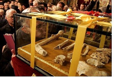 Associated Press An Orthodox Christian man kisses the relics of two ancient saints at the Patriarchal Cathedral of St. George in Istanbul, Turkey, late Saturday.