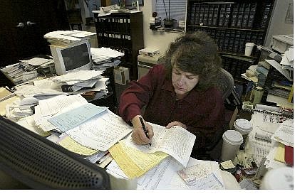 Cathleen Allison/Nevada Appeal Legislative Counsel Brenda Erdoes works in her office at the Legislature Thursday afternoon. Legislative staff members continue to work through the legal logjam as Monday&#039;s deadline approaches for lawmakers to introduce bills.