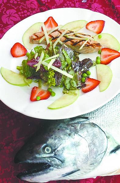 Rick Gunn/Nevada Appeal Seared -Salmon Salad , as prepared by Charlie Abowd.