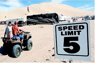 Kim Lamb/Appeal News Service A 5 mph speed limit is strictly enforced in the parking area at Sand Mountain.