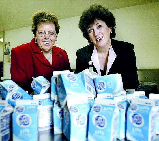 Cathleen Allison/Nevada Appeal Rota Rosaschi, left, and Gale Thomssen, vice chairwoman of the Carson Area Coalition on Obesity, have received funding for a dairy-based recipe contest for local students.