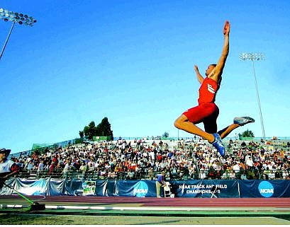 BRAD HORN/Nevada Appeal Aarik Wilson competes in the finals of the long jump at the NCAA Championships in Sacramento on Thursday.