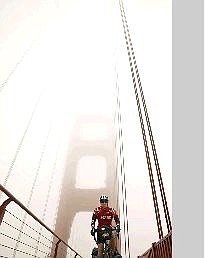 Photo submitted Nevada Appeal photographer Rick Gunn warms up on the Golden Gate Bridge on Thursday, a day before he officially begins his &quot;Wish Tour.&quot; Gunn will be collecting donations for the Make-A-Wish Foundation as he travels around the world for the next two years.
