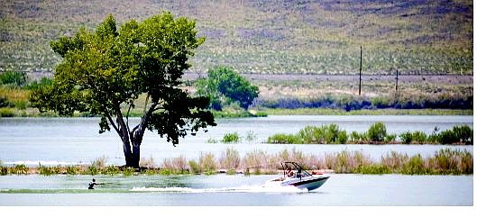 Kim Lamb/Lahontan Valley News Water levels stand at 218,645 acre feet now at Lake Lahontan.