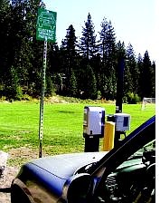 Nevada Appeal News Service An electric vehicle &quot;fuels up&quot; at a public charging station.