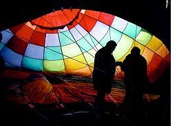 Becky Bosshart/Nevada Appeal Balloon pilot Dave Lynch and his wife, Kim, set up their balloon Thursday morning at Rancho San Rafael Park.