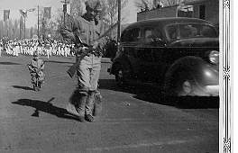 Mike Shaughnessy, left, and father Jack, as Daniel Boone characters in the 1938 Nevada Day Parade.