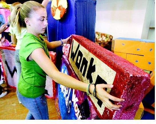 Emma Musser, 13, works on the Willie Wonka Chocolate Factory in preparation for the Virginia City Middle School Halloween Carnival. The carnival, which is tonight from 5:30-9 p.m., will benefit student activities.   Cathleen Allison Nevada Appeal