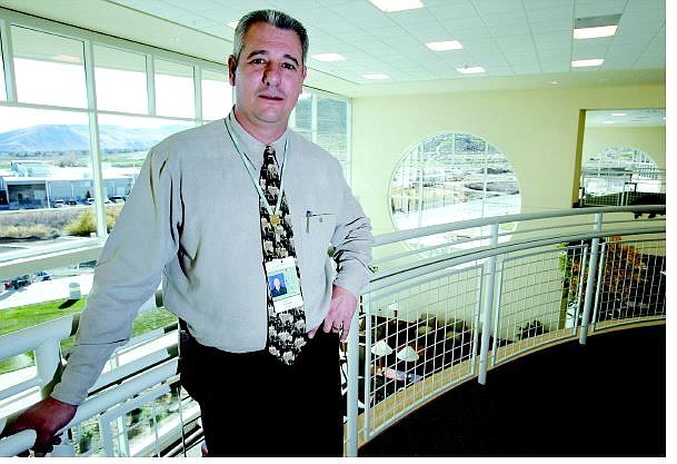 Chad Lundquist/Nevada Appeal Director of Facilities Chris O&#039;Higgins stands on a balcony overlooking the south lobby of the new Carson Tahoe Region Medical Center on Monday. O&#039;Higgins was the construction superintendent before swapping jobs to join the hospital team.