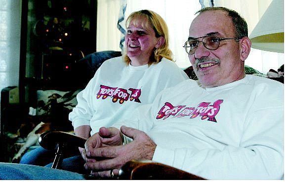 Chad Lundquist/Nevada Appeal Pat, left, and Dave Wyble, sit in their home on Wednesday and talk about this year&#039;s Toys for Tots drive.