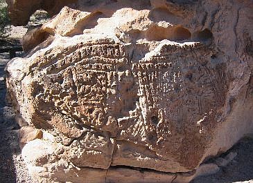 Richard Moreno/Nevada Appeal Some of Hickison Summit&#039;s petroglyphs depict intricate patterns carved in stone.