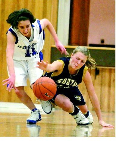 BRAD HORN/Nevada Appeal Carson&#039;s Megan Kilty steals the ball from South Lake Tahoe&#039;s Katelyn Pakes on Saturday.