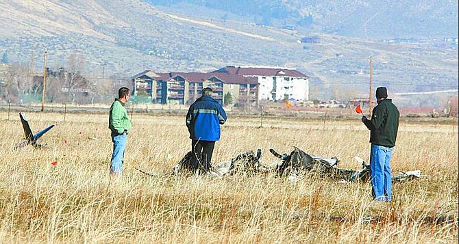 Belinda Grant/Nevada Appeal News Service Carson Valley pilot Patrick Samal, 41, died when his helicopter crashed shortly before 8 a.m. Tuesday in this cow pasture on the Jubilee Ranch near Genoa.
