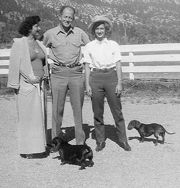 William and Sandra McGee collection Socialite Maggie Astor, from left, Nevada State Museum Director Tony Green and Easterner Joan Allison at the Flying M E in about 1948 from page 124 of &quot;The Divorce Seekers: A Photo Memoir of a Nevada Dude Wrangler&quot; by William and Sandra McGee. Mella Harmon, curator of history at the Nevada Historical Society, will present her master&#039;s thesis on the Reno divorce trade at the Nevada State Museum on Tuesday.