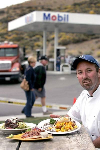 Crissy Pascual/San Diego Union-Tribune Chef Matt Toomey, right, poses in September outside of the Whoa Nellie Deli located along the Tioga Pass in the Eastern Sierra. Along U.S. 395, between Independence and Walker, Calif., 21st-century edible treasure hunters are delighting in delectables that would wow diners in New York City, San Francisco or the Napa Valley.