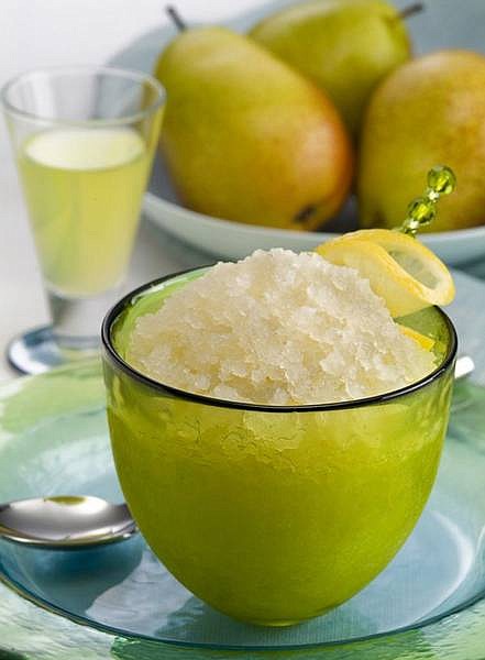 Caravella Limoncello/Associated Press Limoncello, Pear and Riesling Granita is a frosty dessert to freshen our palates en route to spring. The recipe was developed by caterer Deborah Fabricant of Los Angeles.