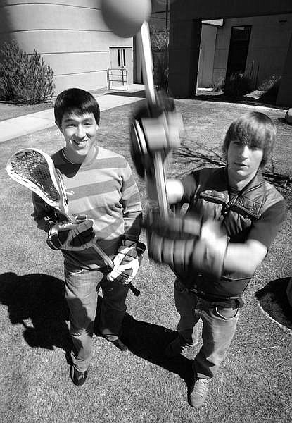 Cathleen Allison/Nevada Appeal Carson High School seniors Bud Kop, left, and Ryan Dwyer are starting a youth lacrosse league as their senior projects.