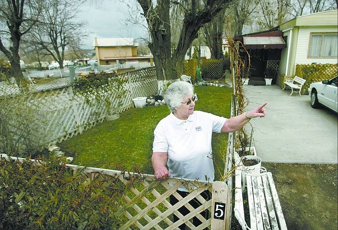 Cathleen Allison/Nevada Appeal Barbara Kepley and her Oasis Mobile Home Park neighbors are being moved out to make room for a proposed retail development. The park is on Overland Street, just south of Albertsons in South Carson City. Kepley has lived there for 15 years.