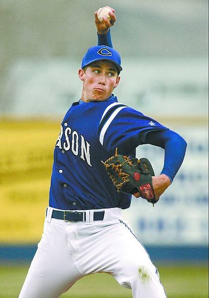 Cathleen Allison/Nevada Appeal Carson&#039;s Tony Fagan delivers a pitch against Manogue on Tuesday night.