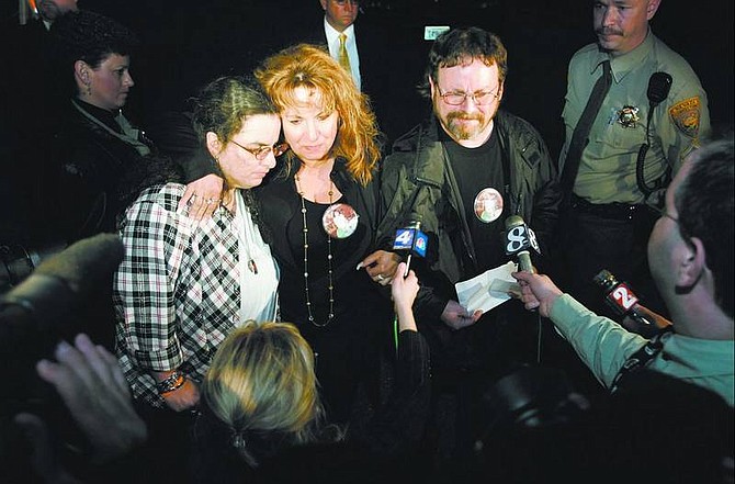 Cathleen Allison/Nevada Appeal Family members of murder victim Betty Jane May answer media questions outside the Nevada State Prison on Wednesday night following the execution of her killer, Daryl Mack. May&#039;s children, from center left, Alana Coy, Denise Notinelli and Charles May, said they couldn&#039;t have asked for a better Mother&#039;s Day gift.