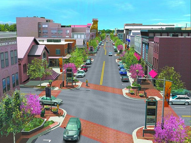 Illustration by Winston Associates This is a possible future view of downtown Carson City using computer simulation, with Ann Street in the foreground and looking toward the Carson Nugget and Cactus Jack&#039;s. Major changes, as suggested by residents, would be removing street medians, adding wayfarer signs, and other physical and visual amenities. On Wednesday and Thursday, the city will premiere a 3D big-screen video highlighting what the heart of the city could look like.