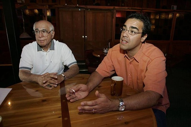 Cathleen Allison/Nevada Appeal Len Marazzo, left, and his father, Paul, talk about their plans for the Cattlemens Restaurant, which they have purchased and renamed Washoe Flats Steakhouse.