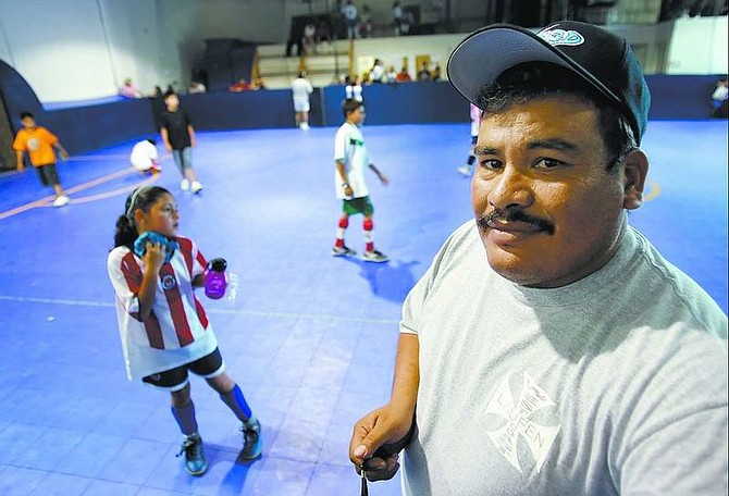 Chad Lundquist/Nevada Appeal Ramon Nava, vice president of the Carson Indoor Soccer League, stands at the edge of the indoor soccer field in west Carson City.