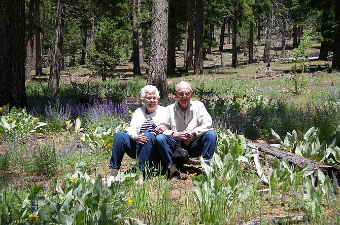 Dick Biggs with his wife of 61 years, Wanda, at Davis Lake in California in June 2005. Biggs, who came to Carson City in 1945, died Thursday morning.   Elaine Quilici/ For the Nevada Appeal