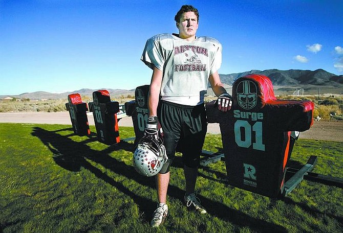 Cathleen Allison/Nevada Appeal At six-foot-four, and 265-pounds, Dayton linebacker Brandon Seymour, 17, is being recruited by Colorado State and Utah State.