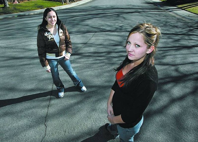 Cathleen Allison/Nevada Appeal Raquel Gonzales, left, and Cyndle Bell, both 18, were featured earlier this year in the Nevada Appeal for their struggle to overcome methamphetamine addiction. Gonzales has been clean and sober for nearly a year-and-a-half and Bell for about a month.