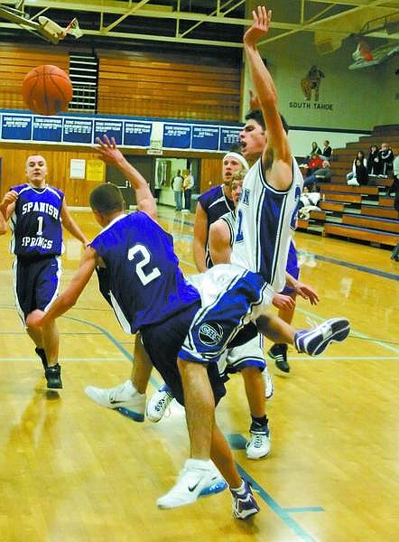BRAD HORN/Nevada Appeal Carson&#039;s Zach Weismann gets fouled during the Senator&#039;s game against Spanish Springs on Friday. Weismann led all scorers with 34 points.