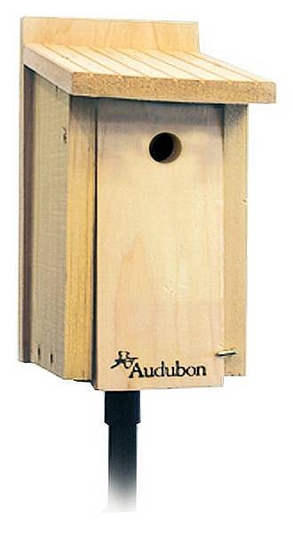 Some birdhouses, including this one from the National Audubon Society, are ornithologically correct and ecologically savvy.  Handout/ The Washington Post