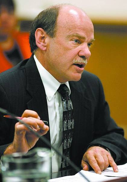 Cathleen Allison/Nevada Appeal Nevada schools chief Keith Rheault testifies at the Legislature on Monday. Lawmakers considered several budgeting bills on Monday, ranging from education to prisons.