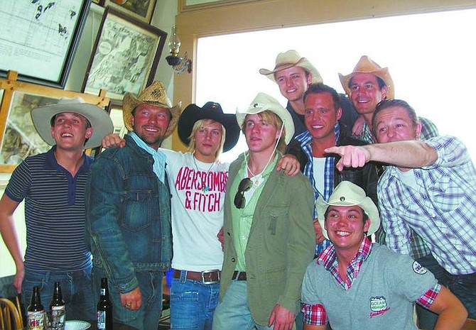 Karen Woodmansee/Nevada Appeal Nine of the Twelve Irish Tenors appearing at the Eldorado in Reno showed up at the Bucket of Blood Saloon in Virginia City on Sunday.