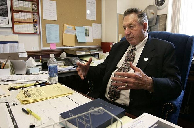 Cathleen Allison/Nevada Appeal Nevada Assemblyman John Carpenter, R-Elko, talks Friday from his office at the Legislature. Carpenter testified earlier Friday on a measure which would change rules about who can sit in on a divorce hearing.